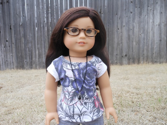 The OOAK Exploding Roses Graphic Tee and Black Chain Necklace for American Girl Dolls