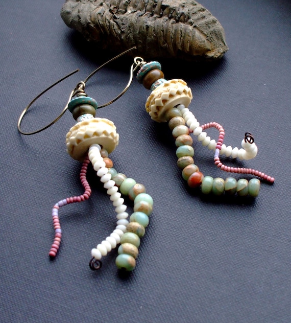 Steampunk Earrings Pastel Colours - Whirligig Earrings