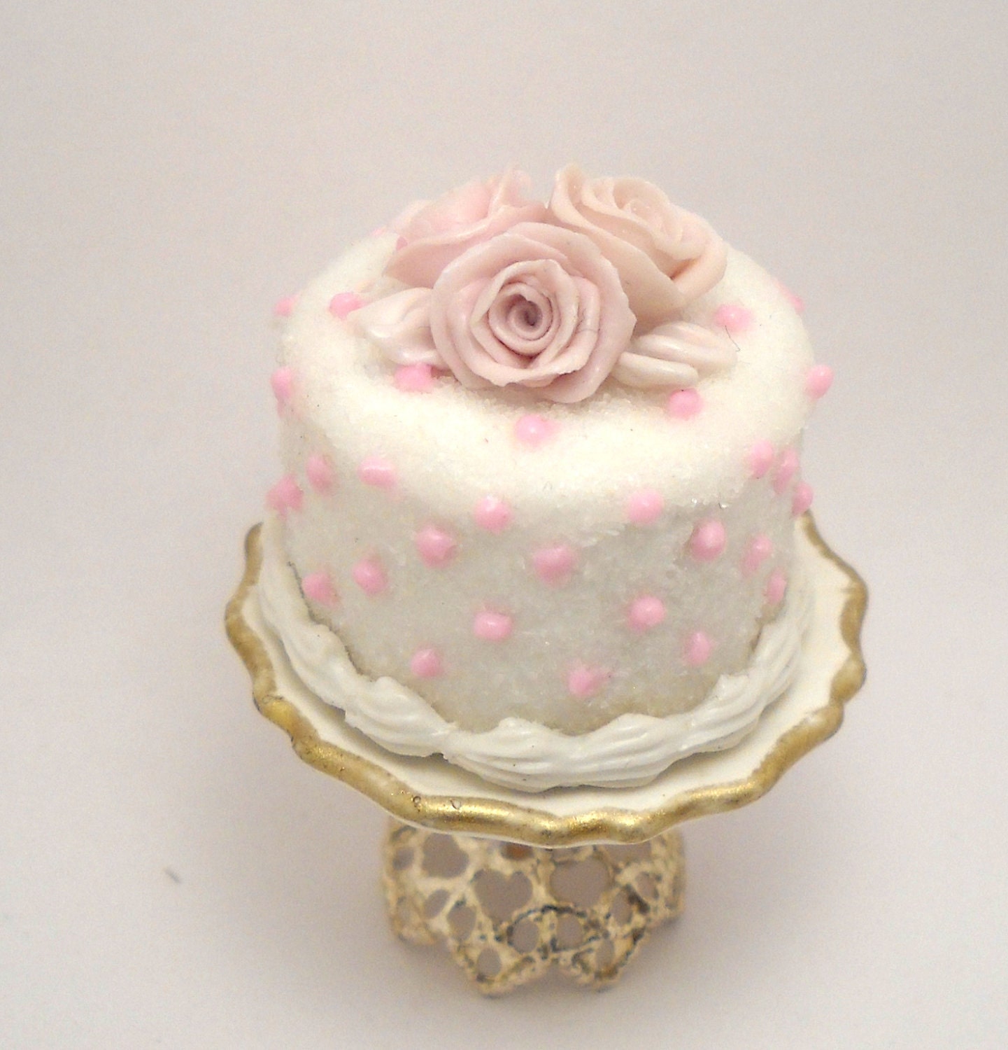 1/12TH scale - romantic cake with pink roses by Lory