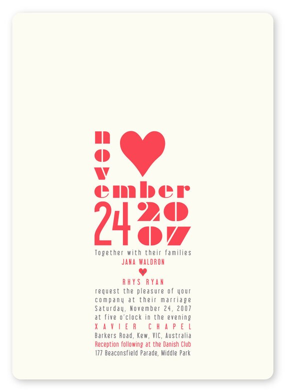 Printable Wedding Invitation Set invite rsvp thank you Love Heart