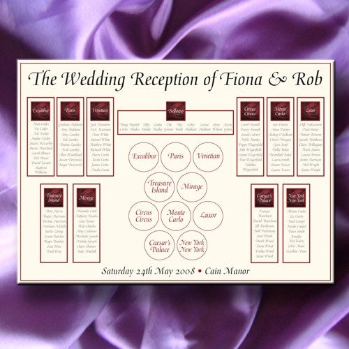 Wedding Table Seating Plan A3 your choice of design