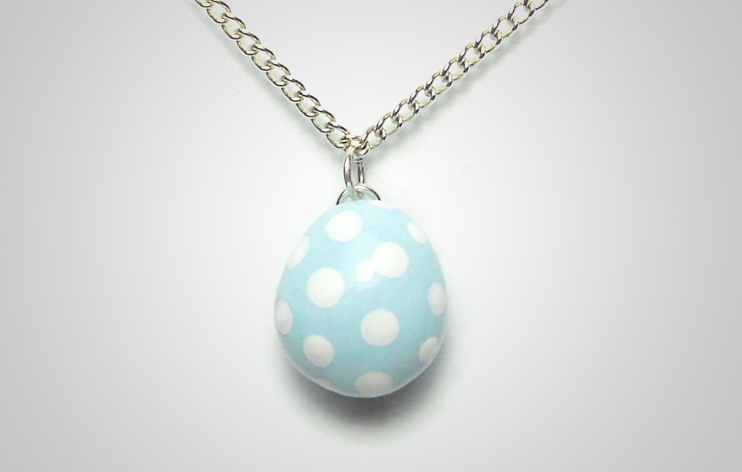 Easter Egg Necklace - Polymer Clay Easter Jewelry Cute Pendant
