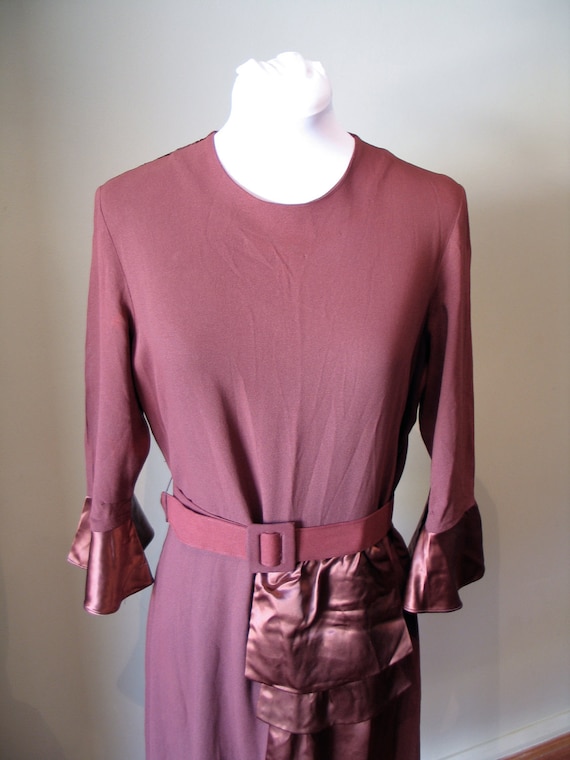 Vintage Late 1930s Crepe and Satin Dress