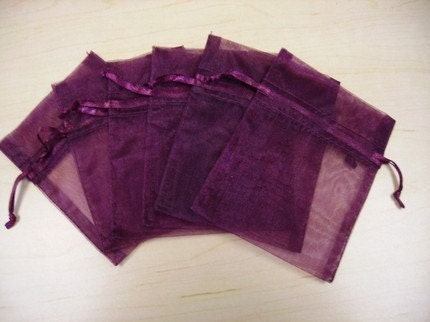 20 4 x 6 Burgundy Organza Bags Great for wedding favors sachets 