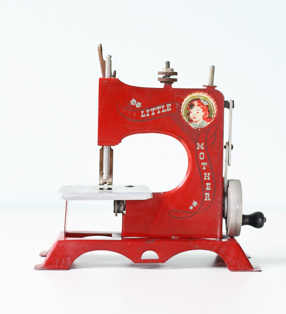 Vintage Red Sewing Machine - Little Mother