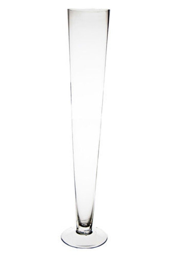 Clear Trumpet Vase 32 Inches tall for feather centerpieces and weddings and