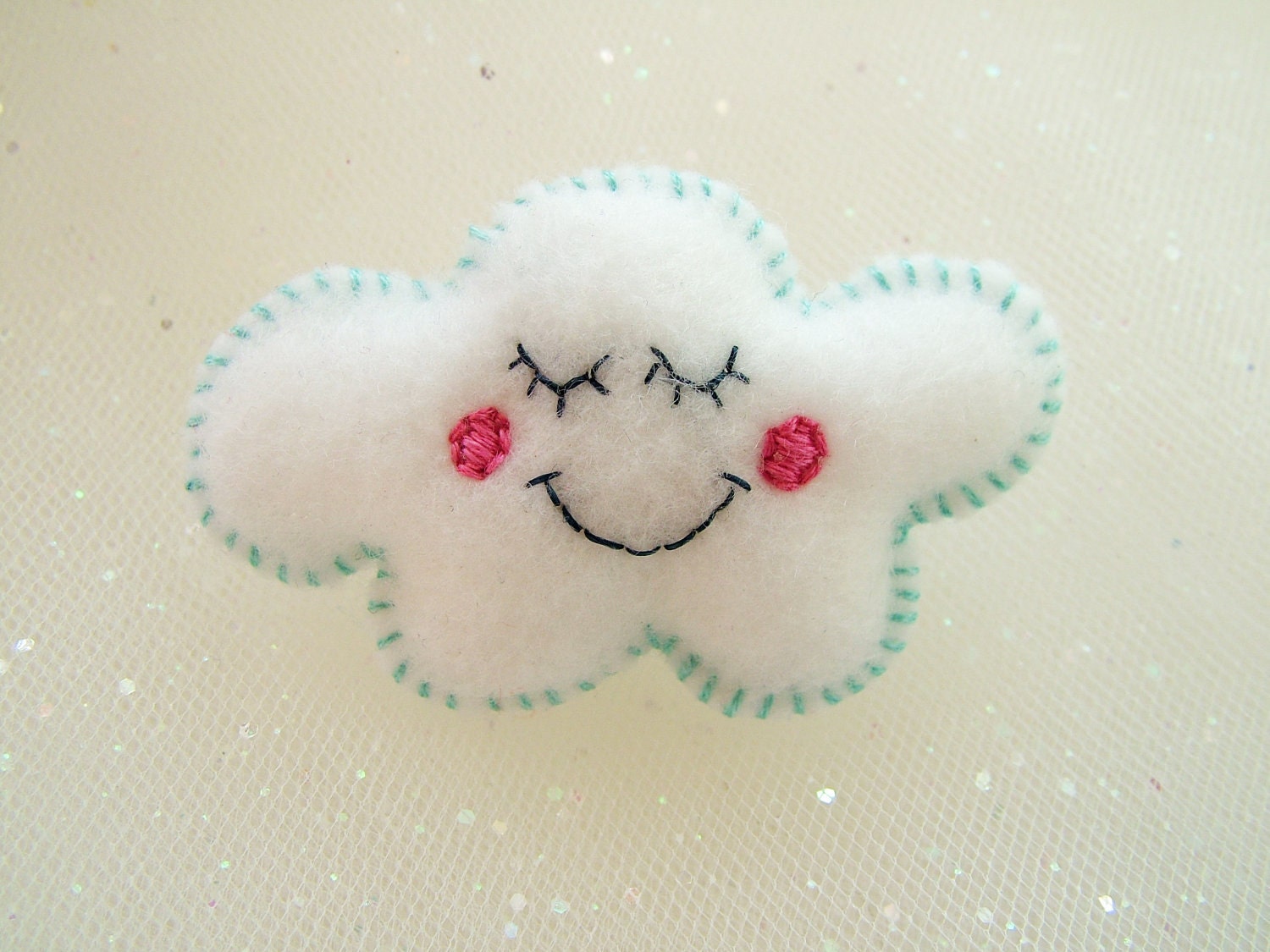 Flossy the Cloud Felt Brooch - Cute Pin - A Hoobynoo World Character