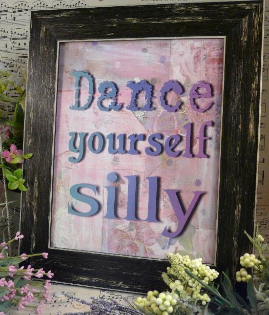 Dance yourself silly sign digital   - Pink purple uprint NEW 2012 art words vintage style primitive ballet paper old pdf 8 x 10 frame saying