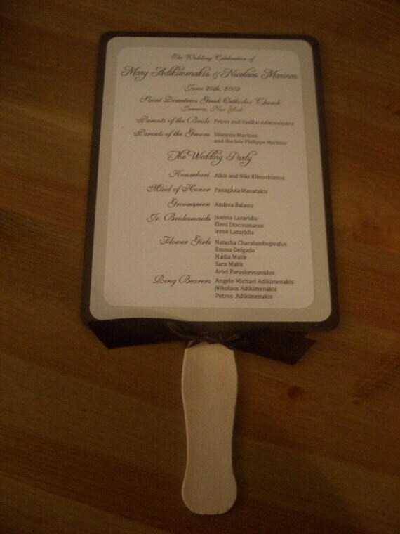 Wedding Program Paddle fans Set of 100 From PaperDressDesigns