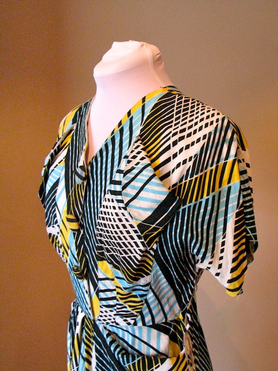 Vintage Late 1940s 'Geometrical' Ladies Dress