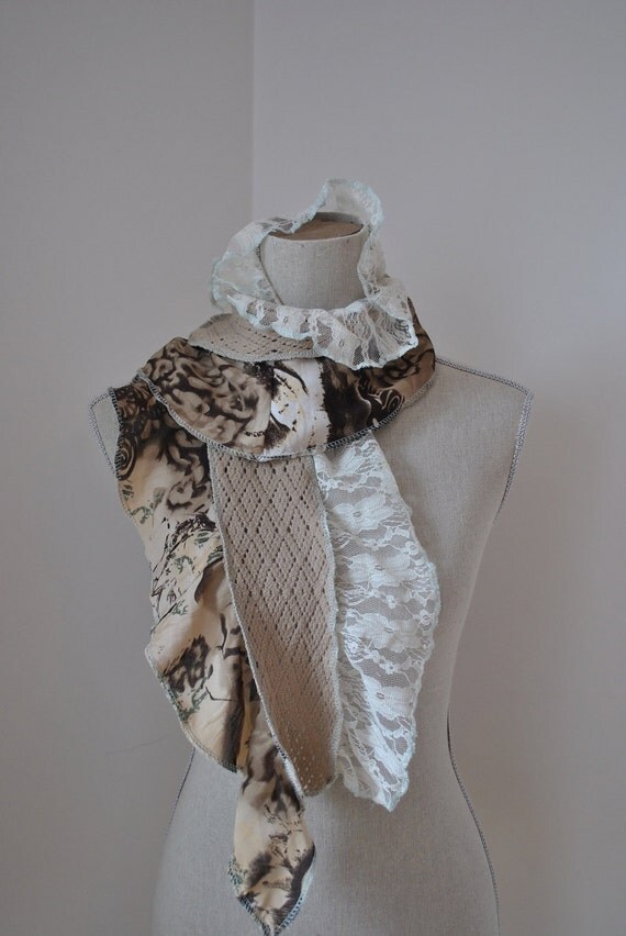 Ribbon Lace Spring / Summer Scarf// New Designed By Gina Louise