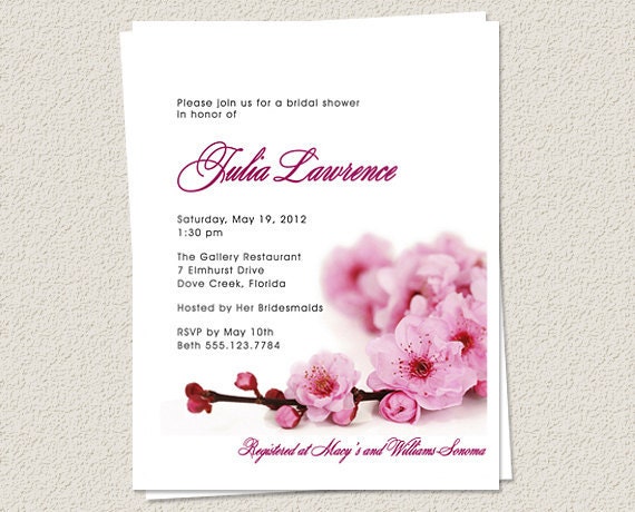 20 Bridal Shower Invitations Cherry Blossoms From EclecticNoteCards