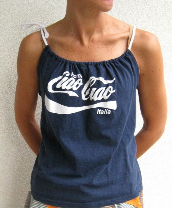 Recycled T Shirt Tank Top / Girls / Teens / Black / Size S / Adjustable / Eco Friendly / GIft for Her / by ohzie