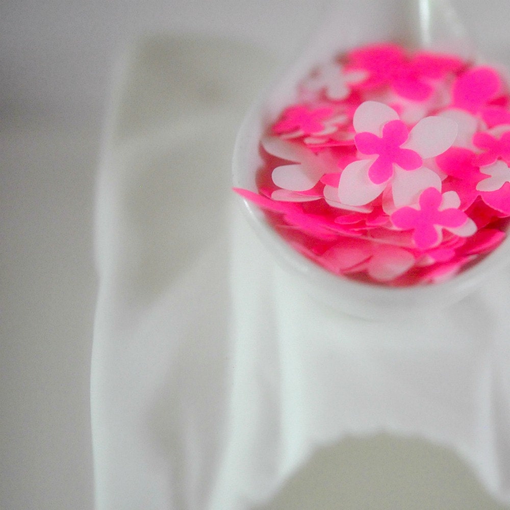 Confetti 100 Tiny Paper Flowers Neon Pink Spring