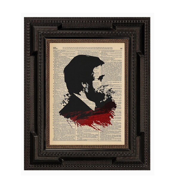 Abraham Lincoln Vampire Blood Original Art Print on an Antique Upcycled Bookpage