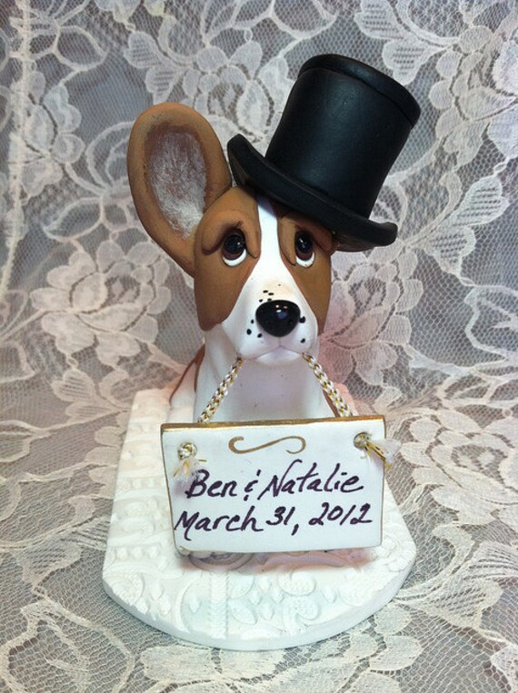 Custom Made Dog Wedding Cake Topper Clay Sculpture Basset Yorkie Boxer 