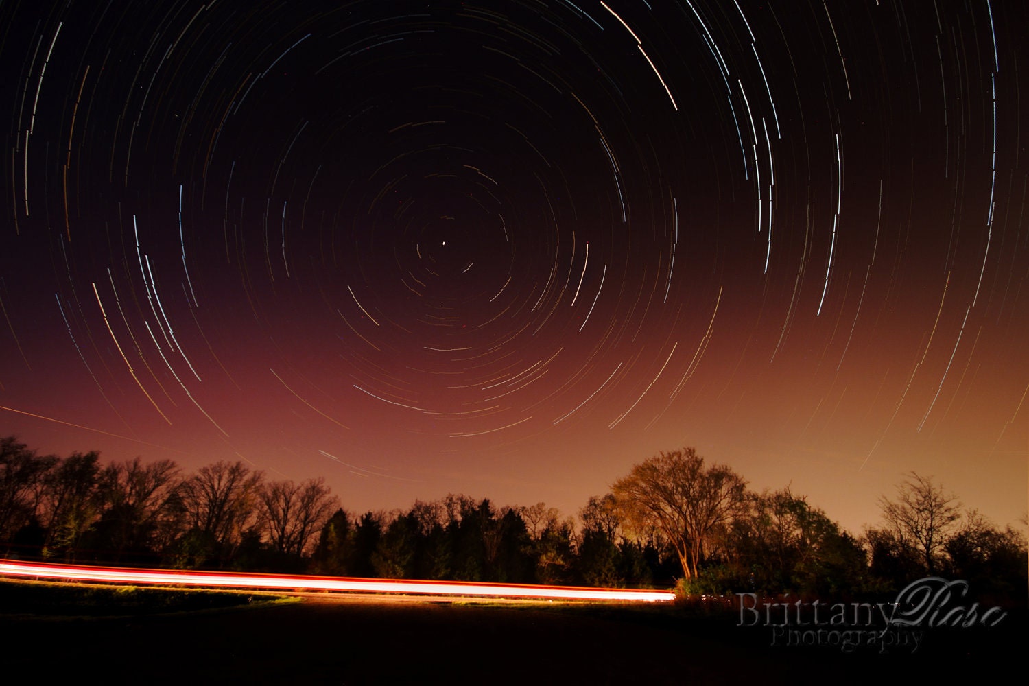 Sit and Watch the Stars Pass Us By, Star Trails over Highway, Fine Art Photographic Print - 8x12