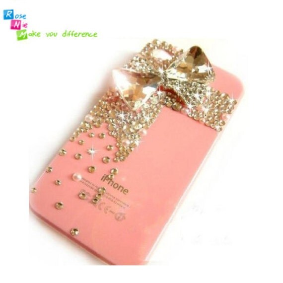 iPhone 4 case, iPhone 4s case, case for iPhone 4 mobile case handmade: Bling crystal bow (custom are welcome)