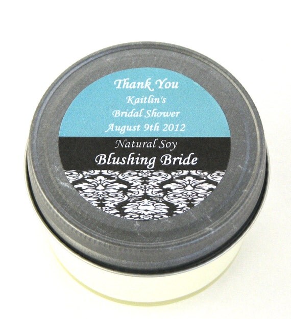 Bridal Shower 12 Personalized Soy Candle FavorsPinkPurpleTiffany
