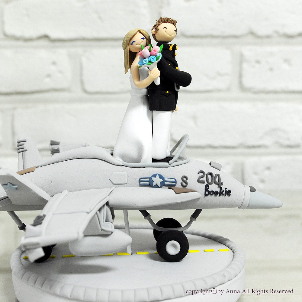 Fighter pilot wedding cake topper decoration gift keepsake F18 Hornet