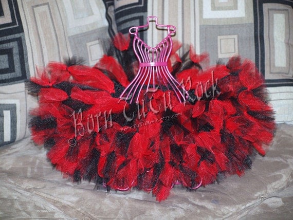 Black Cherry TuTu - Red Black Knotted Petti : Girls Infant Toddler
