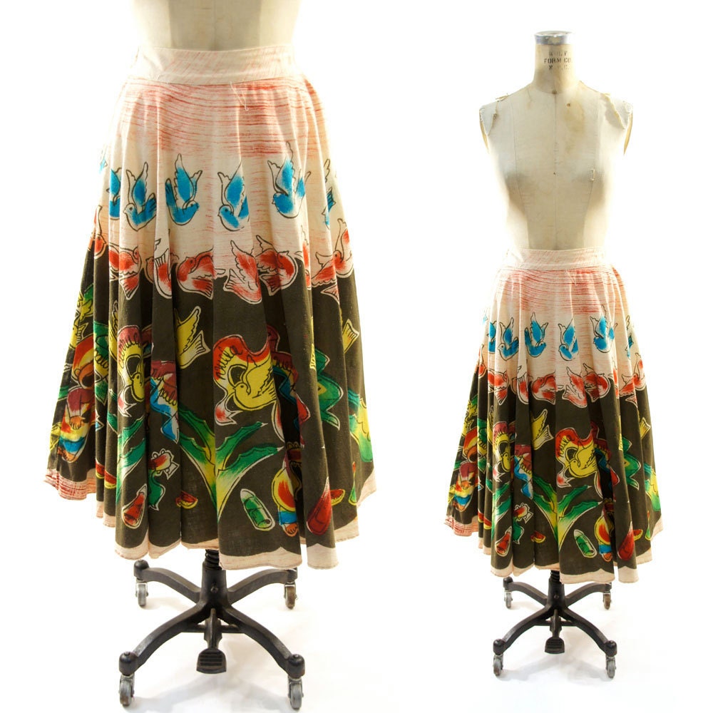 50s Hand Painted Mexican Circle Skirt
