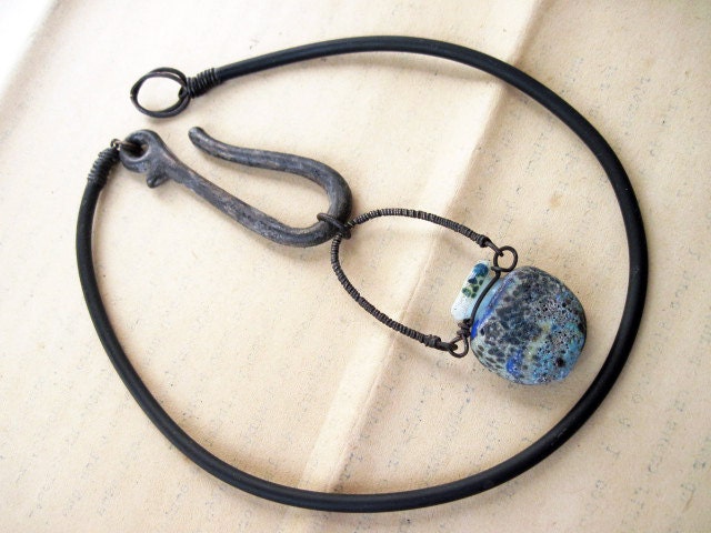 My Soul from Elsewhere. Lampwork Vial Bottle Talisman Choker.