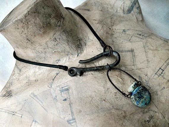 My Soul from Elsewhere. Lampwork Vial Bottle Talisman Choker.