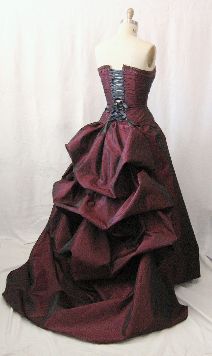 Red bustle gown steampunk wedding gown red wedding gown