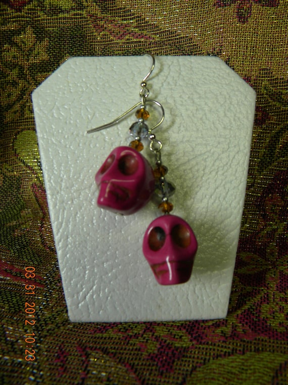 Pink Skull Earrings