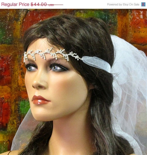 Special SALE Bohemian swarovski rhinestonesribbon Sash Headband bridal 