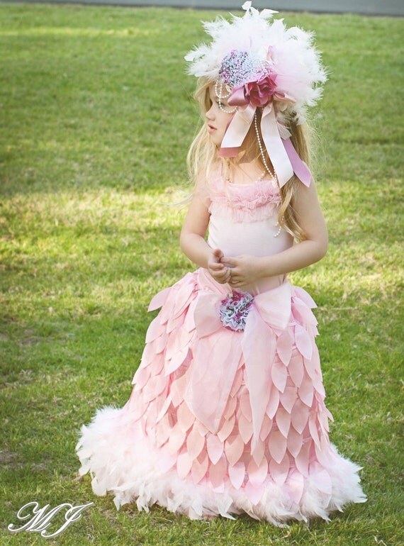 Petals of Glory Beautiful Satin Taffeta Dress-dress, skirt, petals, flower, feather, vintage, couture