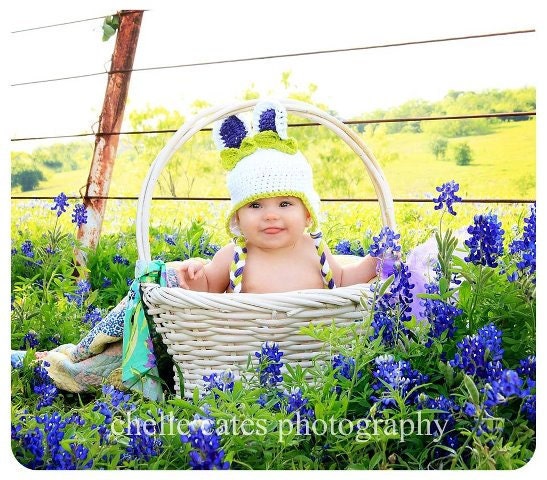 Hand Crocheted Easter Bunny Hat ADORABLE