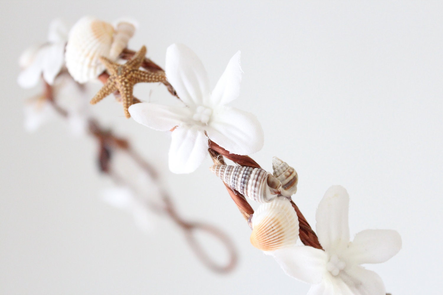 Beach Wedding Flower Crown Seashells Starfish White Tiara wedding 