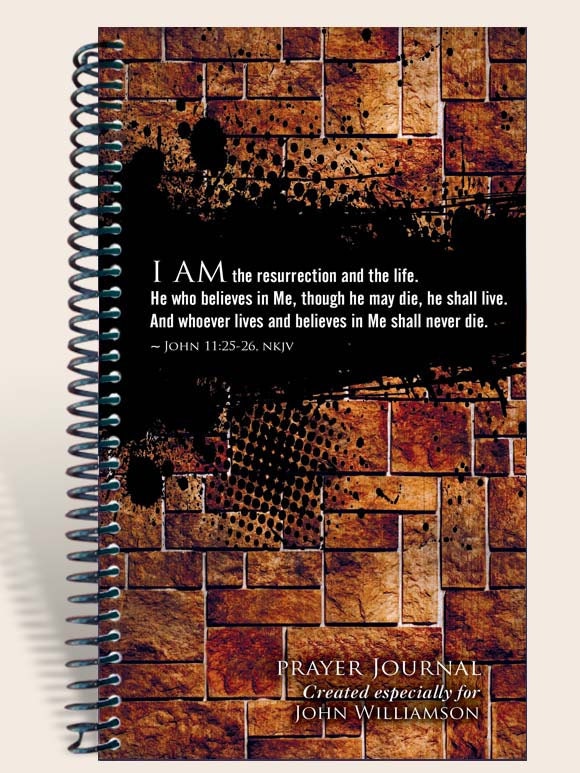 Prayer Journal Personalized - Grunge Wall John 11:25