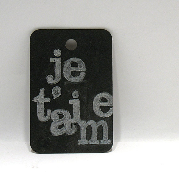 Je T'aime - I love You - Words At Play - Original Mixed Media Collage - Greeting Card - Love Note