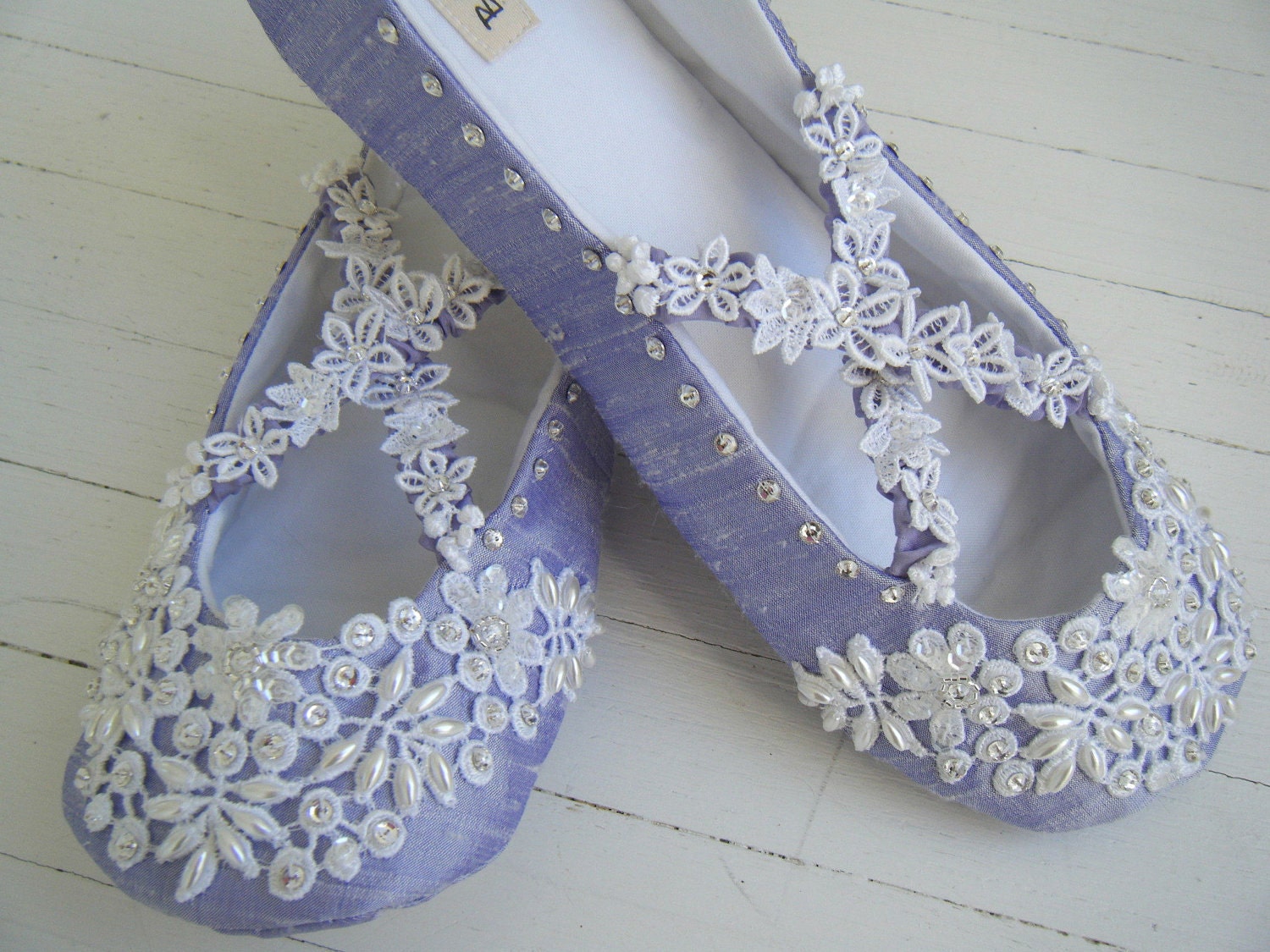 Alyssa wedding shoes bridal ballet flat lace swarovski crystals 