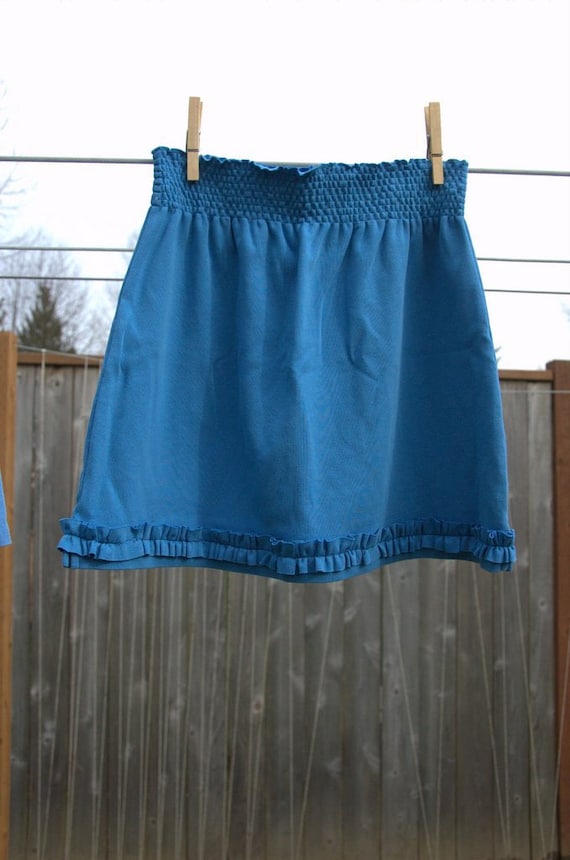 Girl's Blue Knit Ruffle Skirt