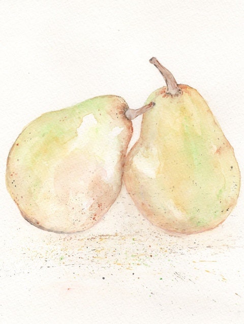 Perfect Pair/Pear Watercolor Print/yellow