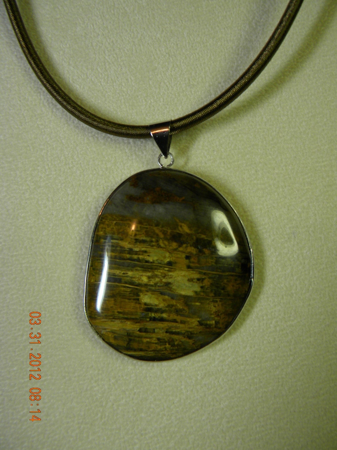 Tigers Eye Pendant and Silk Cord