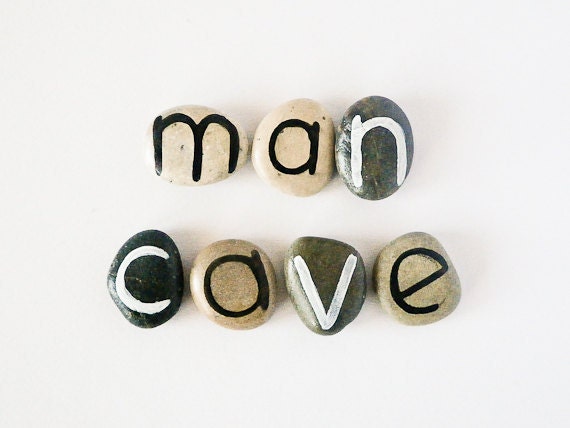 7 Magnets Custom Letters or Man Cave Beach Pebbles Inspirational Word or 