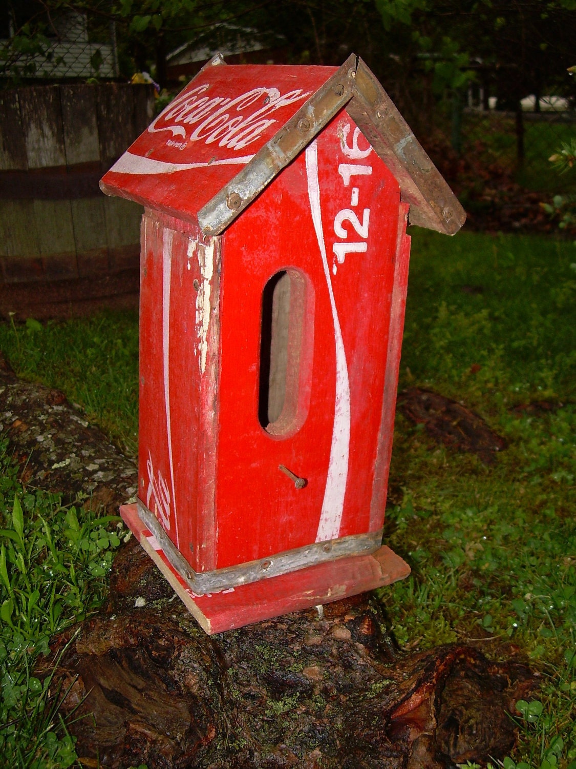 Repurposed Recycled Vintage Coca Cola Crate Birdhouse OOAK