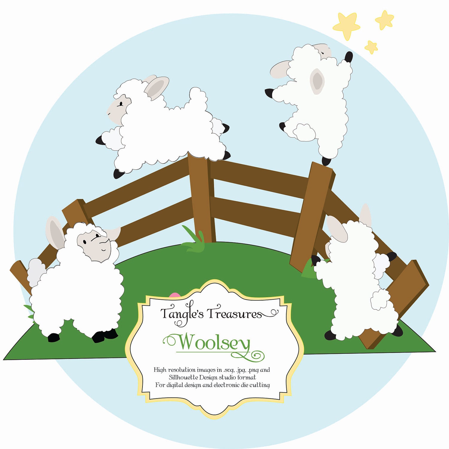 Digital Clip Art and Die Cutting Files, Woolsey the Sheep