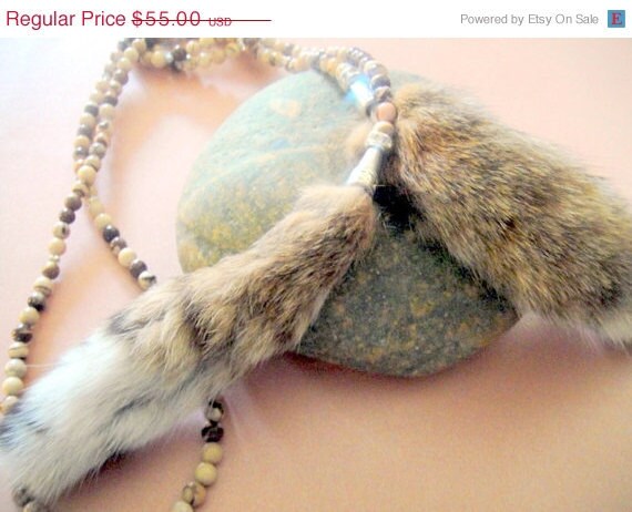 MothersDaySale For the Love of a Lynx's Tail      (Lynx Tail and Zebra Jasper Necklace)