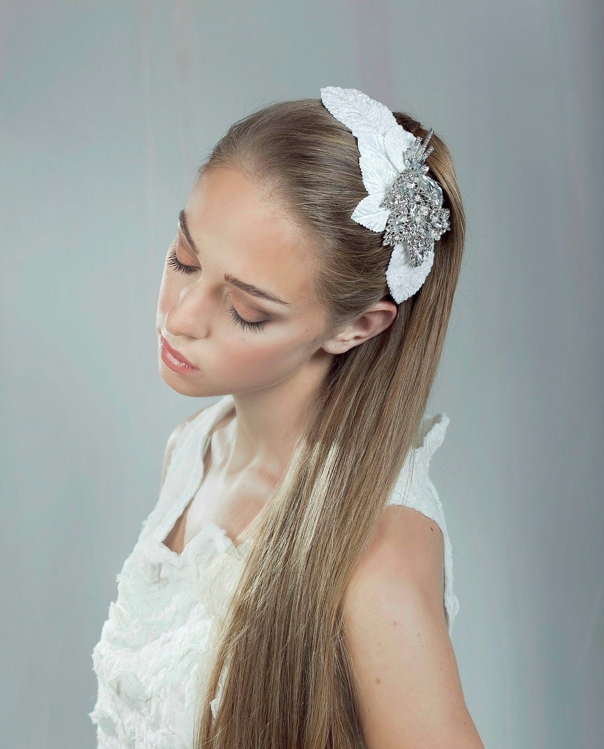 Bridal Headband Crystals Pearls Vintage wedding Headpiece floral hair 