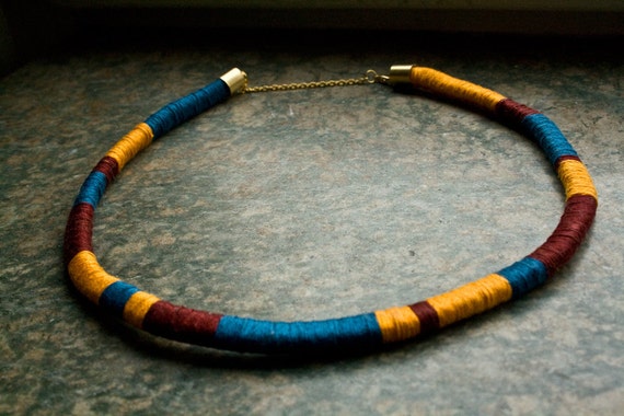 ethnic wrapped thread & rope necklace