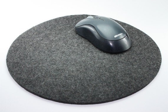 Round Mouse Pad in 5mm Thick Virgin Merino Wool Felt- Anthracite