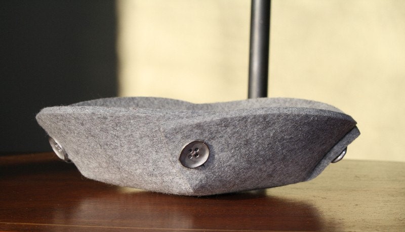 Small Felt Bowl/Catchall in 5mm Thick Virgin Merino Wool Felt- Granite