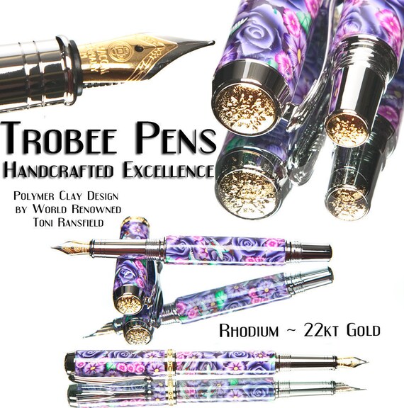Toni Ransfield Design Violet and Pink with Humming birds Fountain pen Custom Writing Pen  Handmade