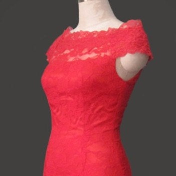 Custom make Vintage A LINE Lace Trim Wedding Dress Bridal Gown White Red